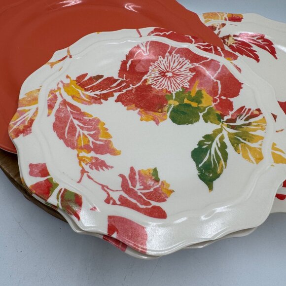 Set Of Red Orange Floral Plates dish and Orange plates Target Home 2 small 3 lar - Picture 2 of 7